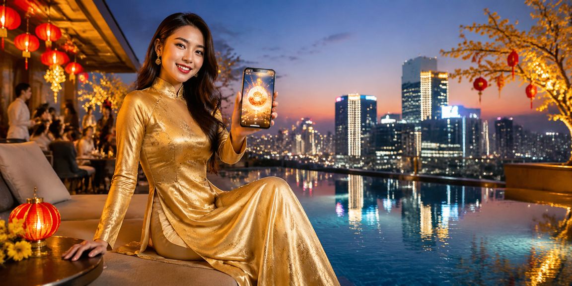 Chợ xổ số Hà Nội với người chơi mặc áo dài truyền thống